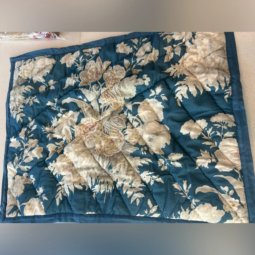 Pottery Barn Bethany Floral Reversible Embroidered Pillow Sham Standard